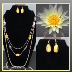 Vacay Mode Yellow Necklace & Earring Set, $5.